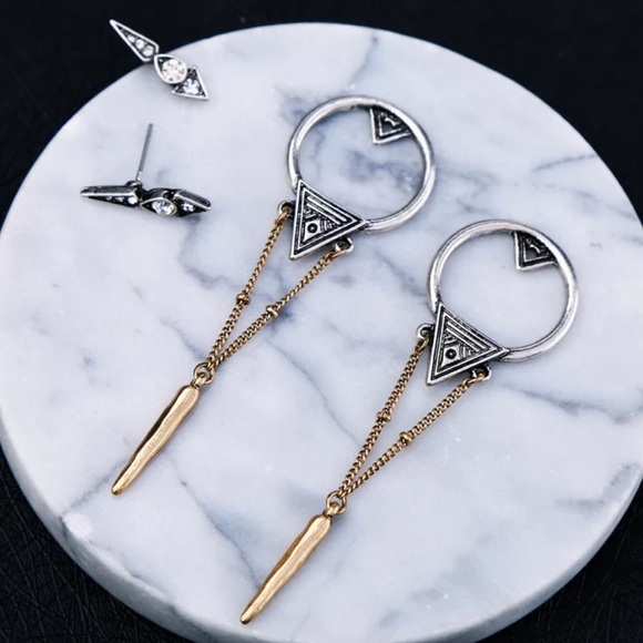 Giana Geometric Spike Drop Earrings - Picture 3 of 5